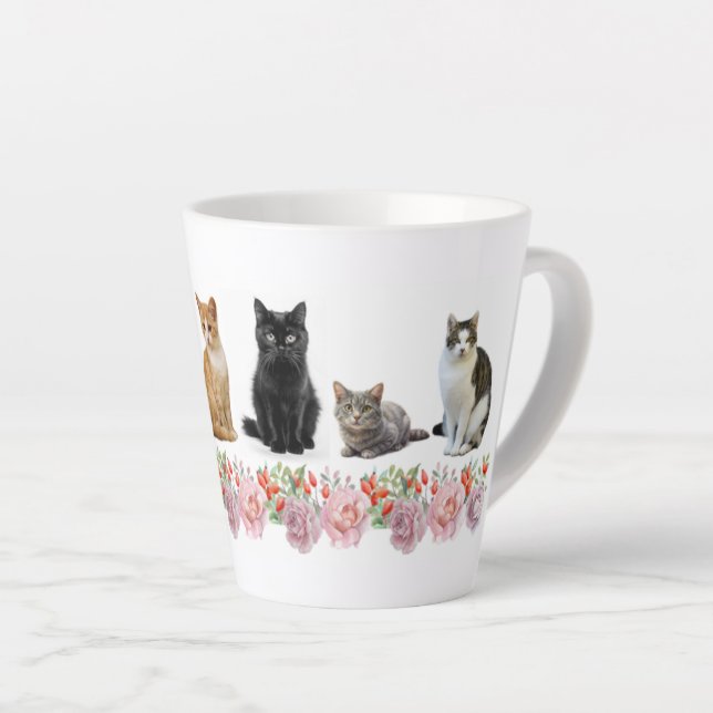 Cats and Roses Latte Mug (Right Angle)