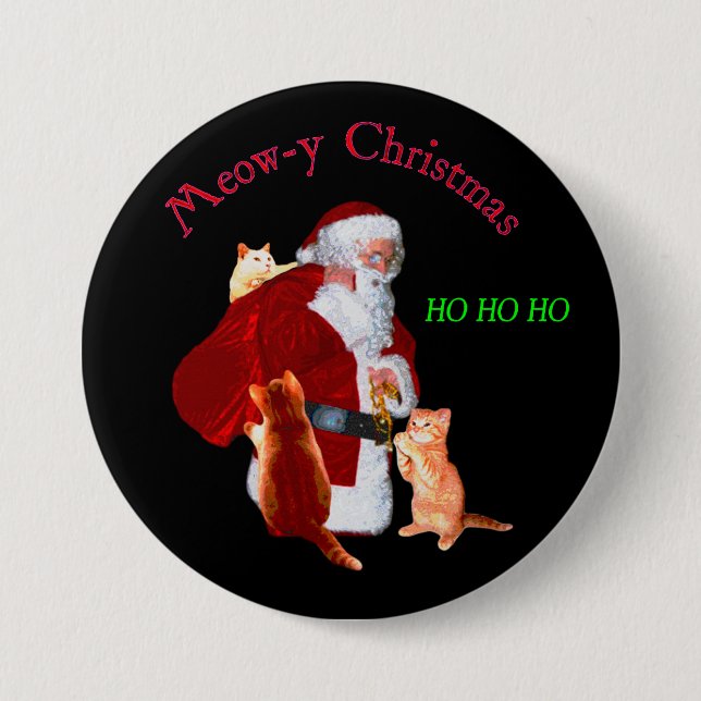 Cats and Santa 7.5 Cm Round Badge (Front)
