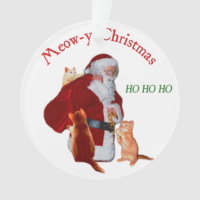 Cats and Santa Ornament (Front)