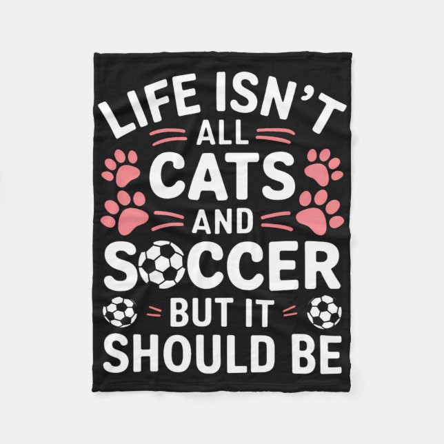 Cats And Soccer Funny Soccer  Fleece Blanket (Front)