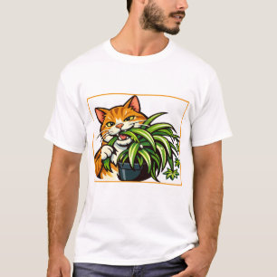 Cats and Spider Plants Funny Art T-Shirt
