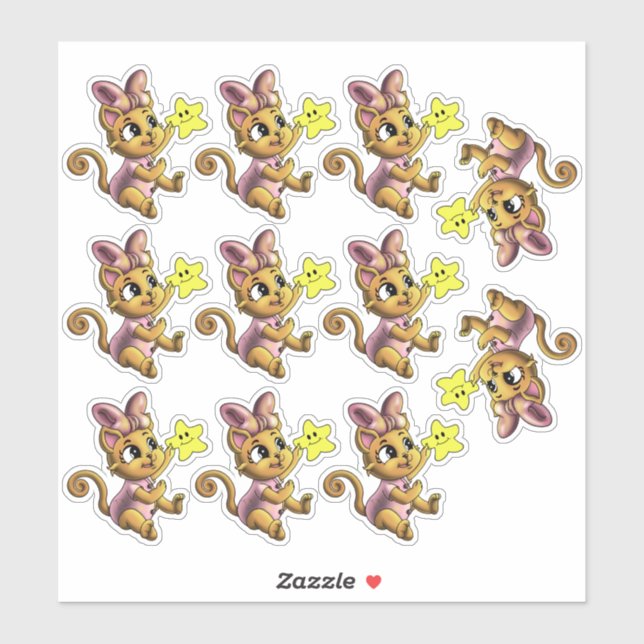 Cats and Stars Sticker (Sheet)