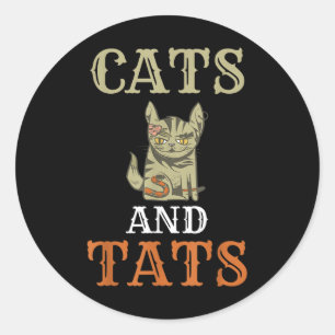 Cats And Tats Ink Tattoo Lover  Classic Round Sticker