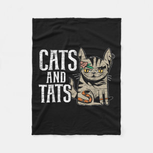 Cats And Tats Inking Tattoo Lover Tattooing Kitty Fleece Blanket