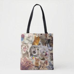 Cats and Toys Collage Tote Bag