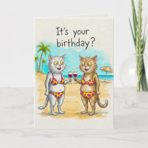 Cats and Wine Birthday Card