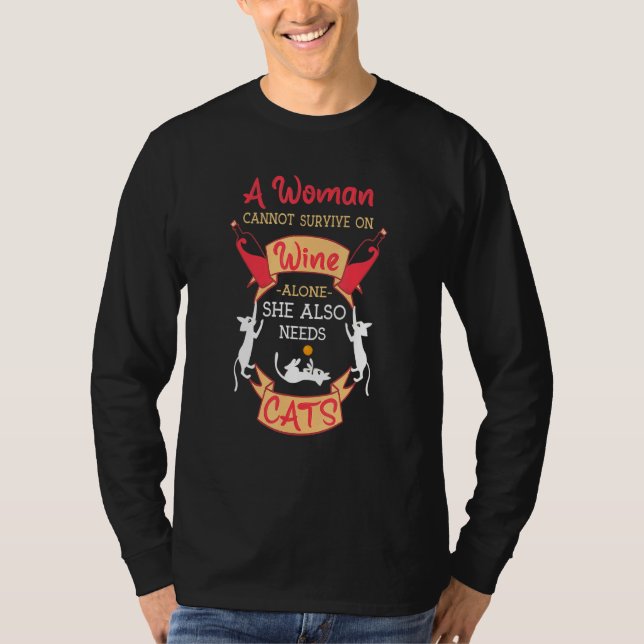 Cats And Wine  Cat Mum T-Shirt (Front)