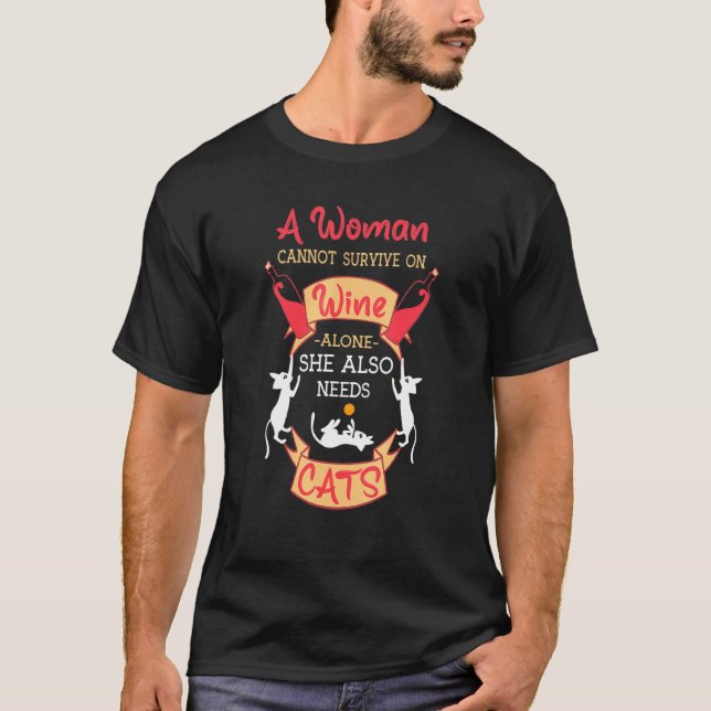 Cats And Wine  Cat Mum T-Shirt (Front)