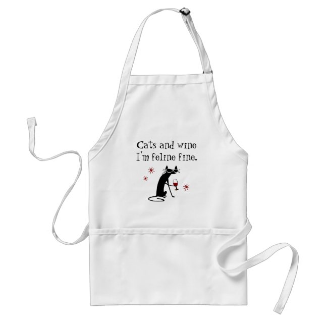 Cats and Wine Feline Fine Wine Pun with Cat Standard Apron (Front)