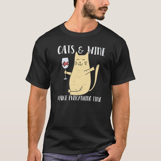 Cats And Wine Make Everything Fine   Graphic Top (Front)