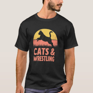 Cats and Wrestling Playful Leap Look T-Shirt