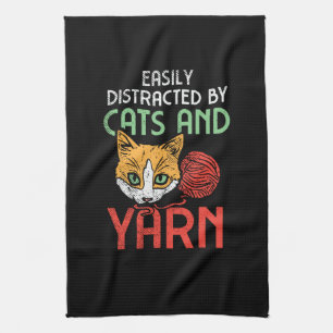 Cats And Yarn Tea Towel