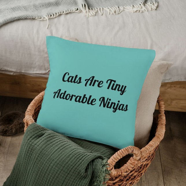 Cats Are Adorable Ninjas Personalised Light Teal Cushion (Creator Uploaded)