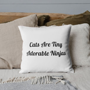 Cats Are Adorable Ninjas Personalised Quote White Cushion