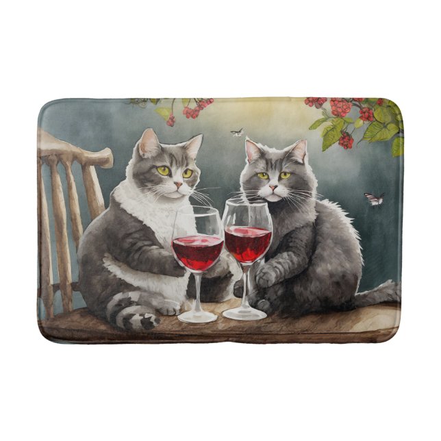 Cats Are Drinking Wine Bath Mat! Mat (Front)