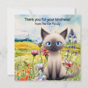 Cats are in flower field thank you card