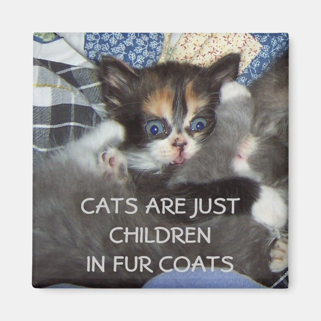 CATS ARE JUST CHILDREN IN FUR COATS MAGNET (Front)