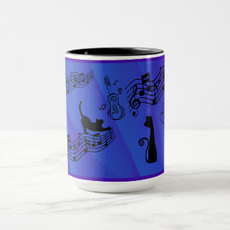 Cats Are Like Music - Music Staffs And Guitars Mug