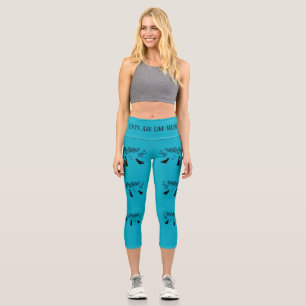 Cats Are Like Music: Music Staffs And Guitars Teal Capri Leggings