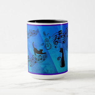 Cats Are Like Music: Music Staffs And Guitars Teal Mug