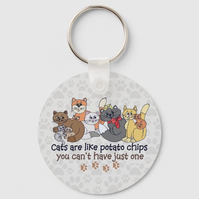 Cats are like potato chips Gray Key Ring (Front)
