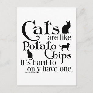 Cats are like potato chips... postcard