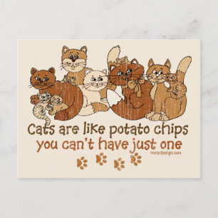 Cats are like potato chips postcard