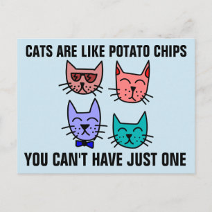 CATS ARE LIKE POTATO CHIPS YOU CAN'T HAVE JUST ONE POSTCARD