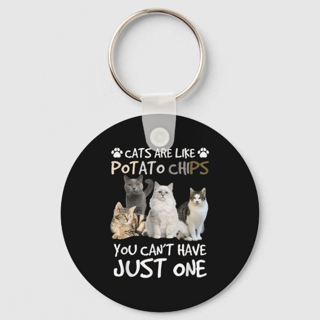 Cats Are Like Tato Chips You Can Not Have Just One Key Ring (Front)