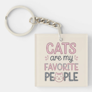 "Cats Are My Favourite People" Funny Cat Mum Key Ring