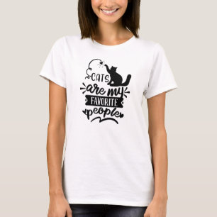 Cats are My Favourite People Quote Black Graphic T-Shirt