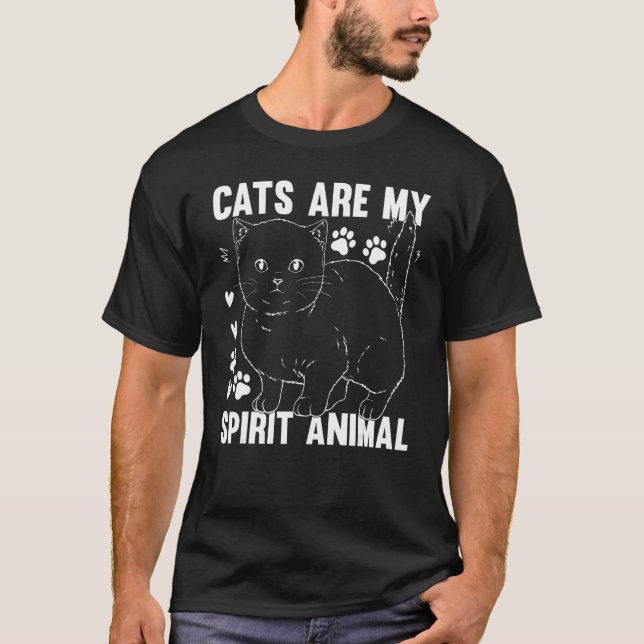 Cats Are My Spirit Animal I Cat Owner Cute Cat   T-Shirt (Front)