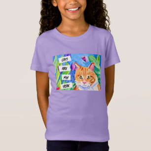 Cats are My Tribe Orange Cat and Flowers T-Shirt