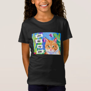 Cats are My Tribe Orange Cat and Flowers T-Shirt