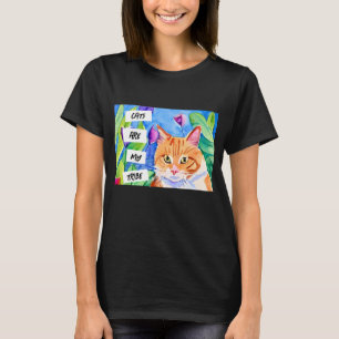 Cats are My Tribe   Orange Cat and Flowers T-Shirt