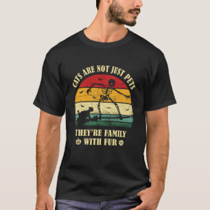 Cats are Not Just Pets, Vintage Cat Halloween Skel T-Shirt