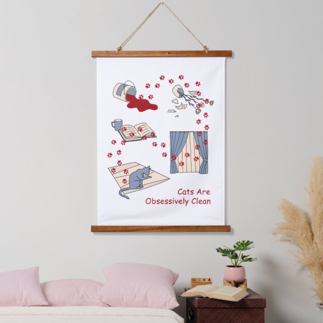 Cats Are Obsessively Clean Hanging Tapestry (Bedroom)