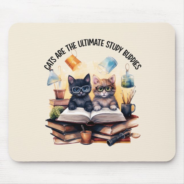 Cats Are The Ultimate Study Buddies Mouse Mat (Front)