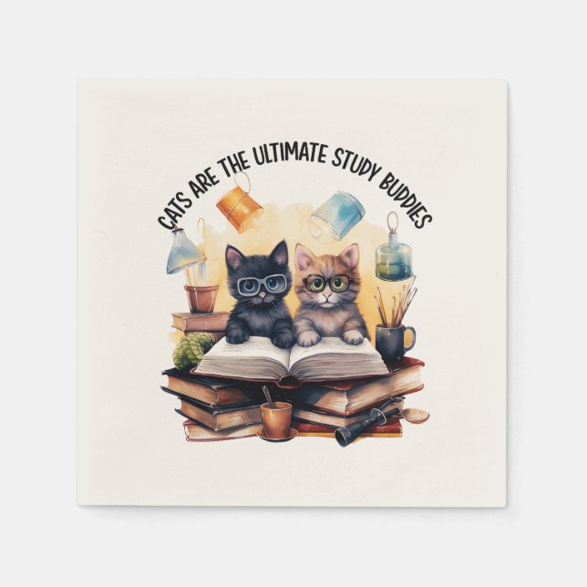 Cats Are The Ultimate Study Buddies Napkin (Front)