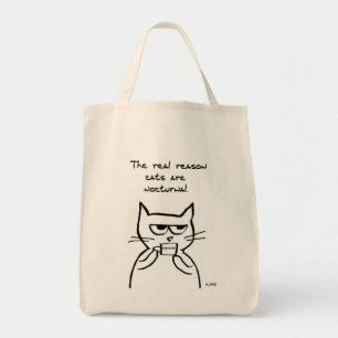 Cats are Up All Night - Funny Cat Market Tote Bag