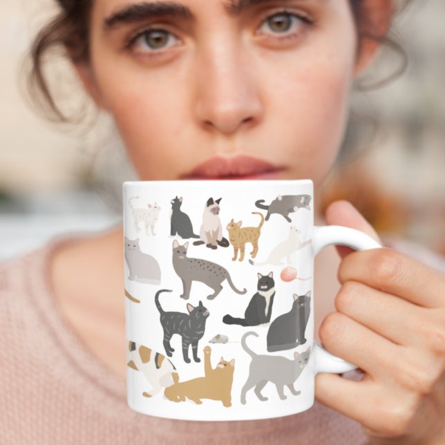 Cats Art | Cat Mum or Dad Personalised Monogram Co Coffee Mug (Creator Uploaded)