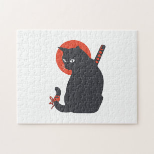 Cats as Warrior Samurai - Choose background color Jigsaw Puzzle