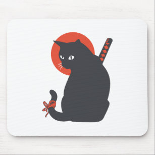 Cats as Warrior Samurai - Choose background color Mouse Mat