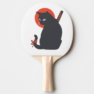 Cats as Warrior Samurai - Choose background color Ping Pong Paddle