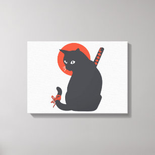 Cats as Warrior Samurai - Choose background colour Canvas Print