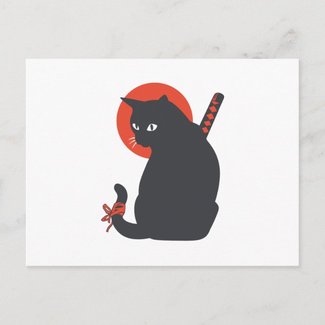 Cats as Warrior Samurai - Choose background colour Postcard (Front)