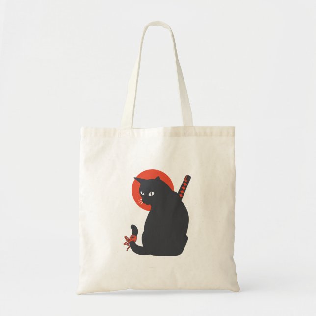 Cats as Warrior Samurai - Choose background colour Tote Bag (Front)