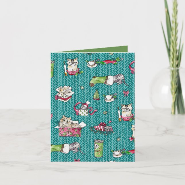 Cats at Christmas Holiday Card (Front)