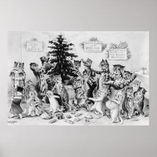 Cats at Christmas Louis Wain Poster