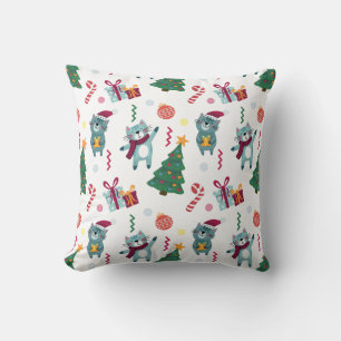Cats At christmas Whimsical Pattern Cushion
